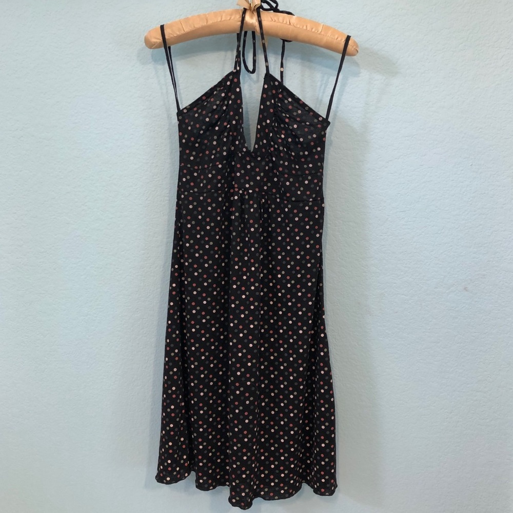 💜 FULL TILT Black Halter Polka Dot Dress | Medium